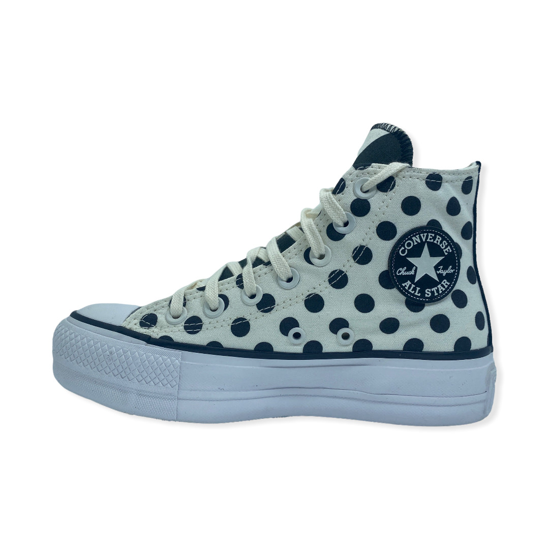 CHUCK TAYLOR LIFT HI EGRET BLACK WHITE