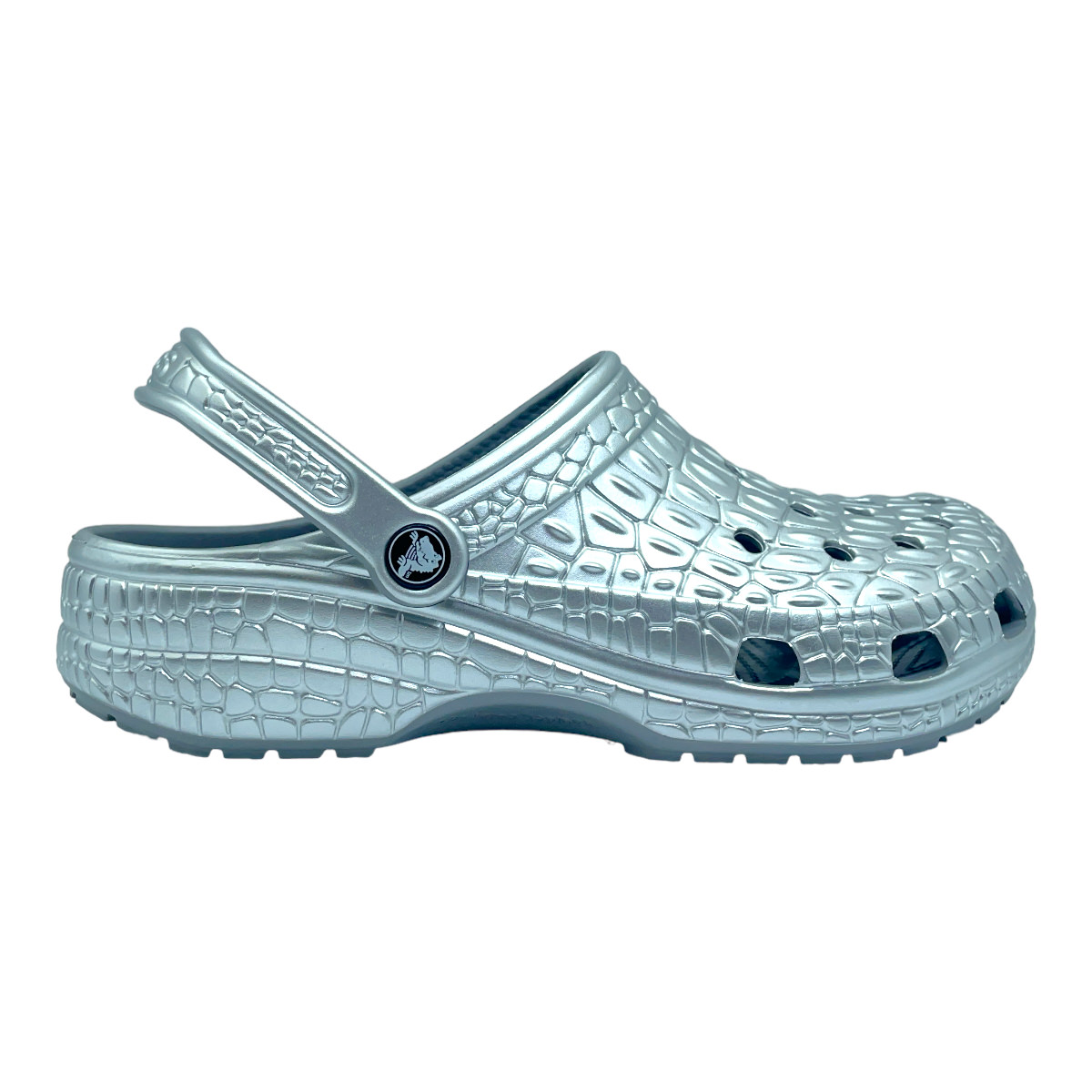 CLASSIC METALLIC CROCSKIN CLOG SILVER