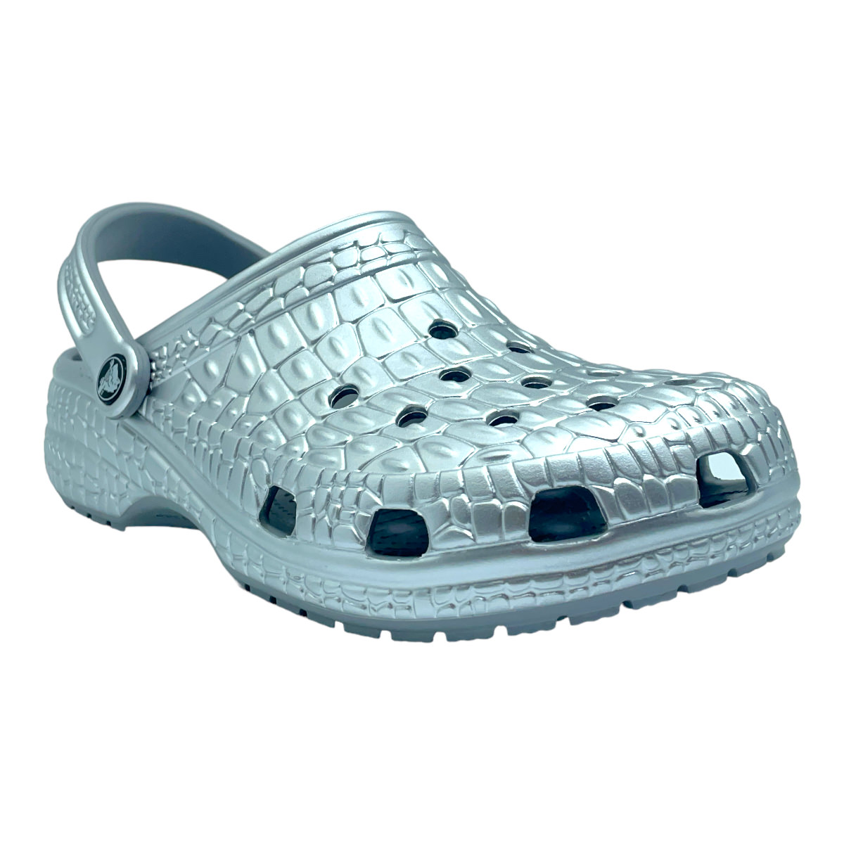 CLASSIC METALLIC CROCSKIN CLOG SILVER