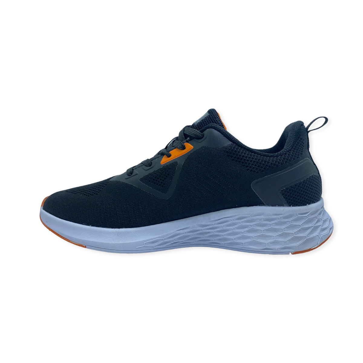 CALZ FLYKNIT NEGRO-NARANJA